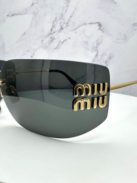 Miu Miu Black Shield Sunglasses with Gold Logo Accents main image 10